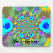 Random multicolored kaleidoscopic flames in blue mousepads