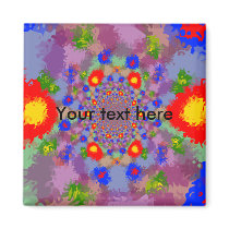 Random multicolored kaleidoscopic flames fridge magnet