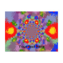 Random multicolored kaleidoscopic flames postcards