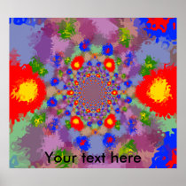 Random multicolored kaleidoscopic flames poster