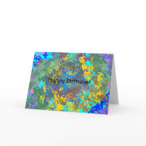 Random multicolored swirling flames greeting cards