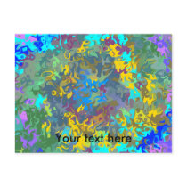 Random multicolored swirling flames postcard