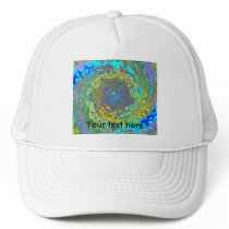 Random multicolored swirling psychedelic vortex trucker hats