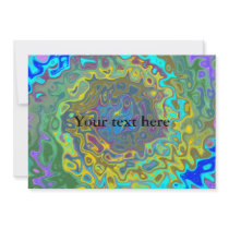 Random multicolored swirling psychedelic vortex personalized invitation
