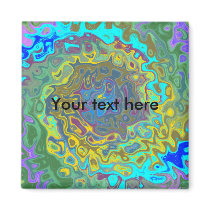 Random multicolored swirling psychedelic vortex fridge magnet