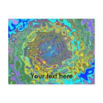 Random multicolored swirling psychedelic vortex postcards