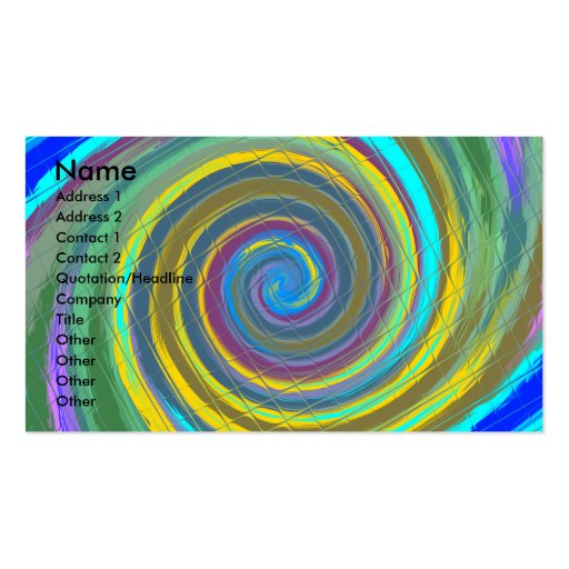 Random multicolored swirling vortex tiled business card