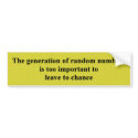 random numbers bumper stickers