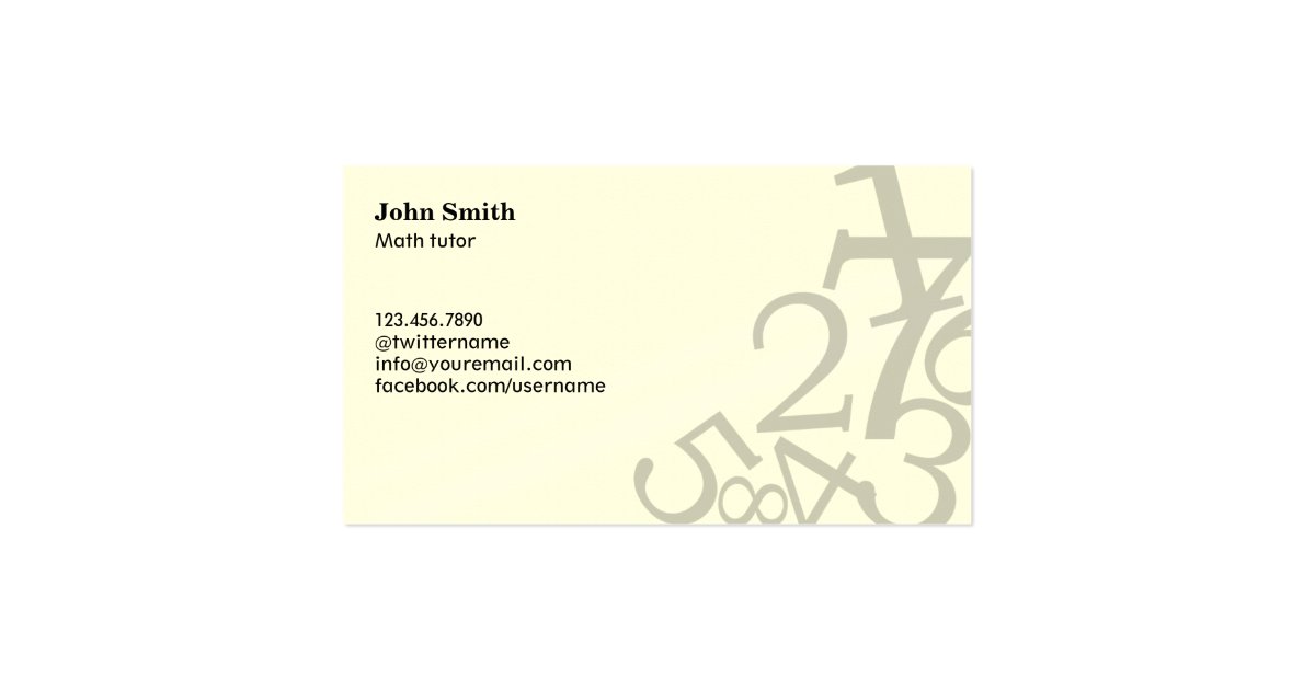 Random Numbers Math Tutor Business Cards | Zazzle