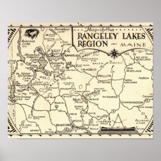 Rangeley Lakes Map Maine Vintage Poster