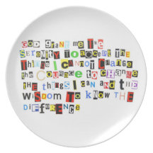 Ransom Note Serenity Prayer Party Plates