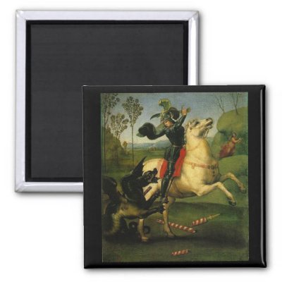 RaphaelSt George Fighting the Dragon Art Magnet by cowboyannie