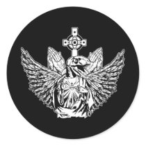 Raptor Jesus Loves You Round Sticker