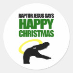 Raptor Jesus says Happy Christmas Stickers