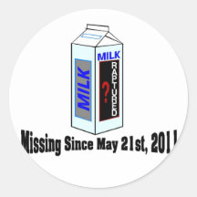 Rapture Missing Person Milk Carton Round Sticker