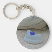 Rare Cobalt Blue And White Keychain
