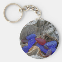 Rare Red And Cobalt Blue Seaglass Keychains