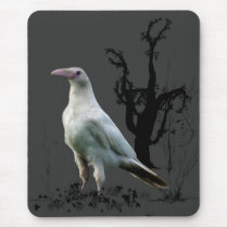 "Rare White Raven" Gifts mousepads by HANDPRINTS "Rare White Raven" Gifts mousepads