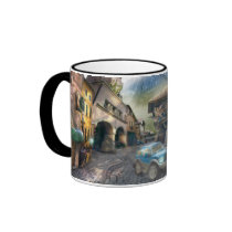 bent, leaning, suv, car, scenery, countryside, village, towers, road, street, weird, dreamland, old, buildings, wonderland, cow, houses, houk, art, artwork, illustration, digital art, digital realism, surreal, surreal art, fantasy, fairytales, gifts, gift, eerie, fun, funny, chic, adorable, mystic, Mug with custom graphic design