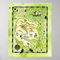 Rascals' Island Pirate Treasure Map Poster