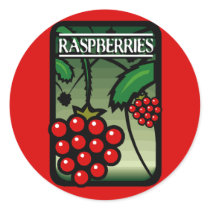Raspberries Round Sticker