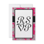 Raspberry and grey damask design invitations