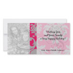 Raspberry and grey damask photo card template