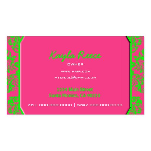 Raspberry and Lime Business Card Template (back side)
