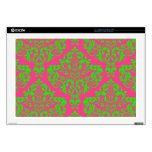 Raspberry and Lime Damask 17" Laptop Decals