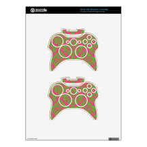 Raspberry and Lime Damask Xbox 360 Controller Skins