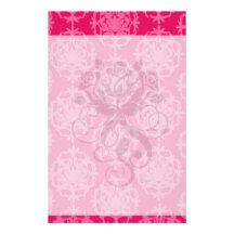 Raspberry and pink damask customized stationery