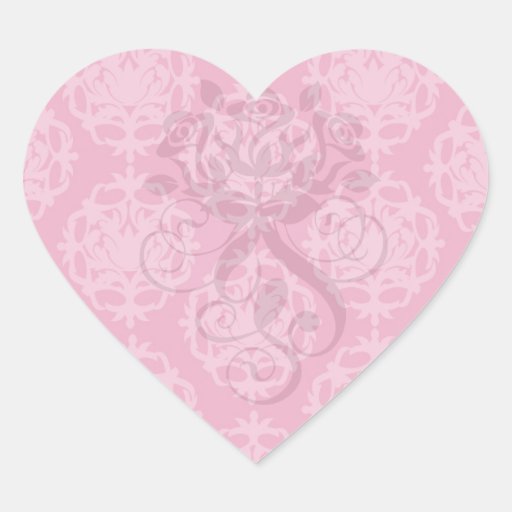 Raspberry and pink damask heart sticker