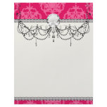 Raspberry and pink damask letterhead template