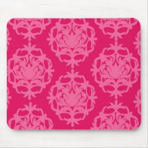 Raspberry and pink damask mousepad
