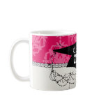Raspberry and pink damask mug
