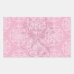 Raspberry and pink damask rectangle stickers