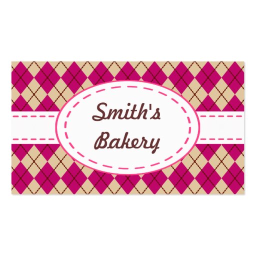 Raspberry Argyle Business Cards (front side)