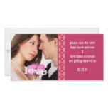 Raspberry Argyle Save The Date Engagement Photo Customized Photo Card