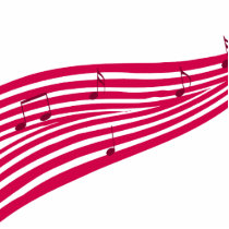 Raspberry Boulevard Striped Music Logo Photo Sculptures