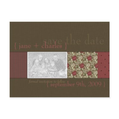 Raspberry & Chocolate Photo Save the Date Post Cards by CSWedding