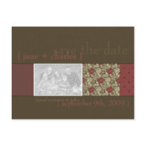 Raspberry & Chocolate Photo Save the Date postcards