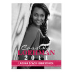 Raspberry Custom Photo Graduation Announcement Post Card