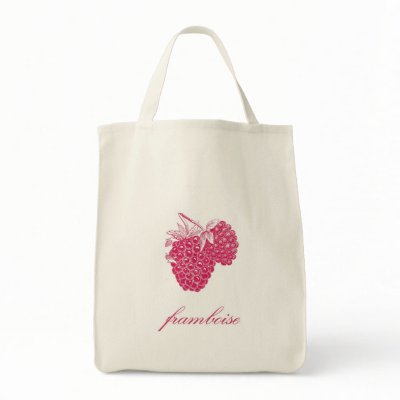 Raspberry (Framboise) Organic Grocery Tote Canvas Bags by ericar70