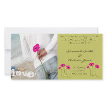 Raspberry Gerbers on Lime Save The Date photo cards by samack Raspberry Gerbers on Lime Save The Date photo cards