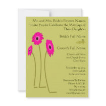 Raspberry Gerbers on Lime Wedding Invitations by samack Raspberry Gerbers on Lime Wedding Invitations