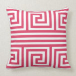 Raspberry Greek Key Pattern Design Pillow pillows
