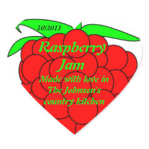 Raspberry Jam Jar Heart Stickers