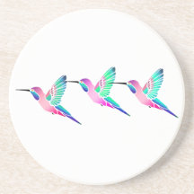 Raspberry Mint Sorbet Hummingbirds Drink Coaster