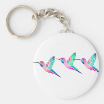 Raspberry Mint Sorbet Hummingbirds Keychain