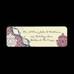 Raspberry & Navy Damask Address Labels